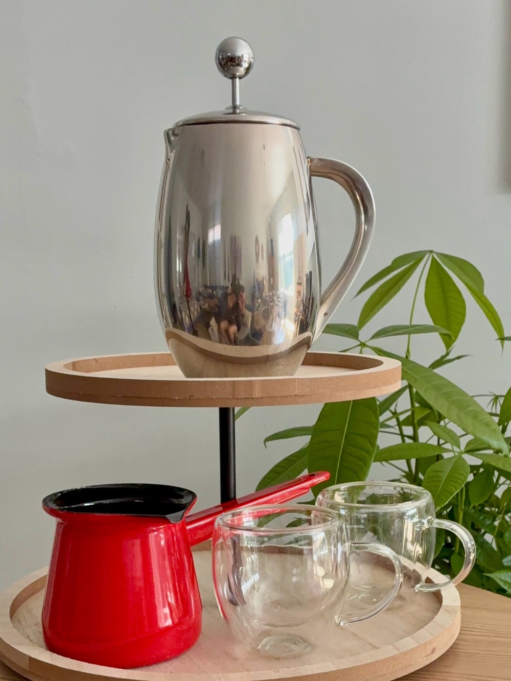 Hotel Black Label Collection French Press, Turkish Coffee Pot & 2 Glass Mugs Set